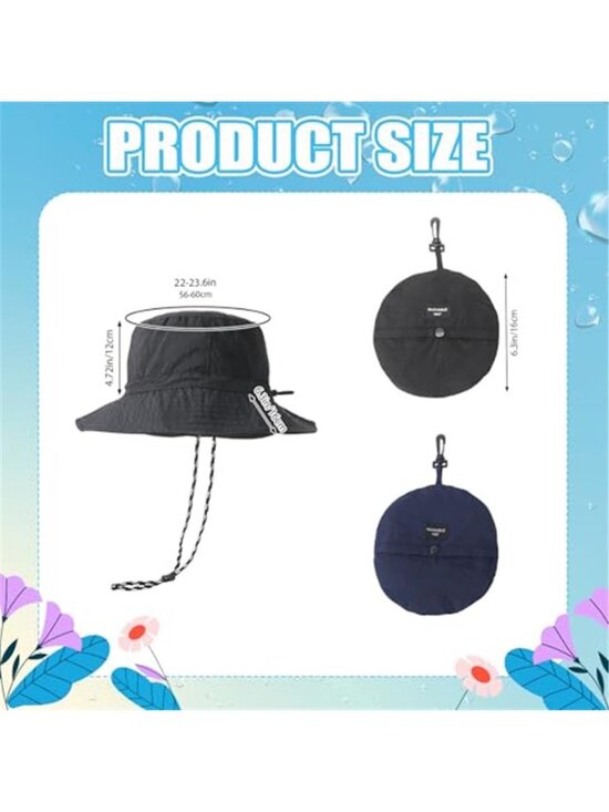 2Pcs Unisex Waterproof Bucket Rain Hats Packable Sun Hat Quick Dry main image 6